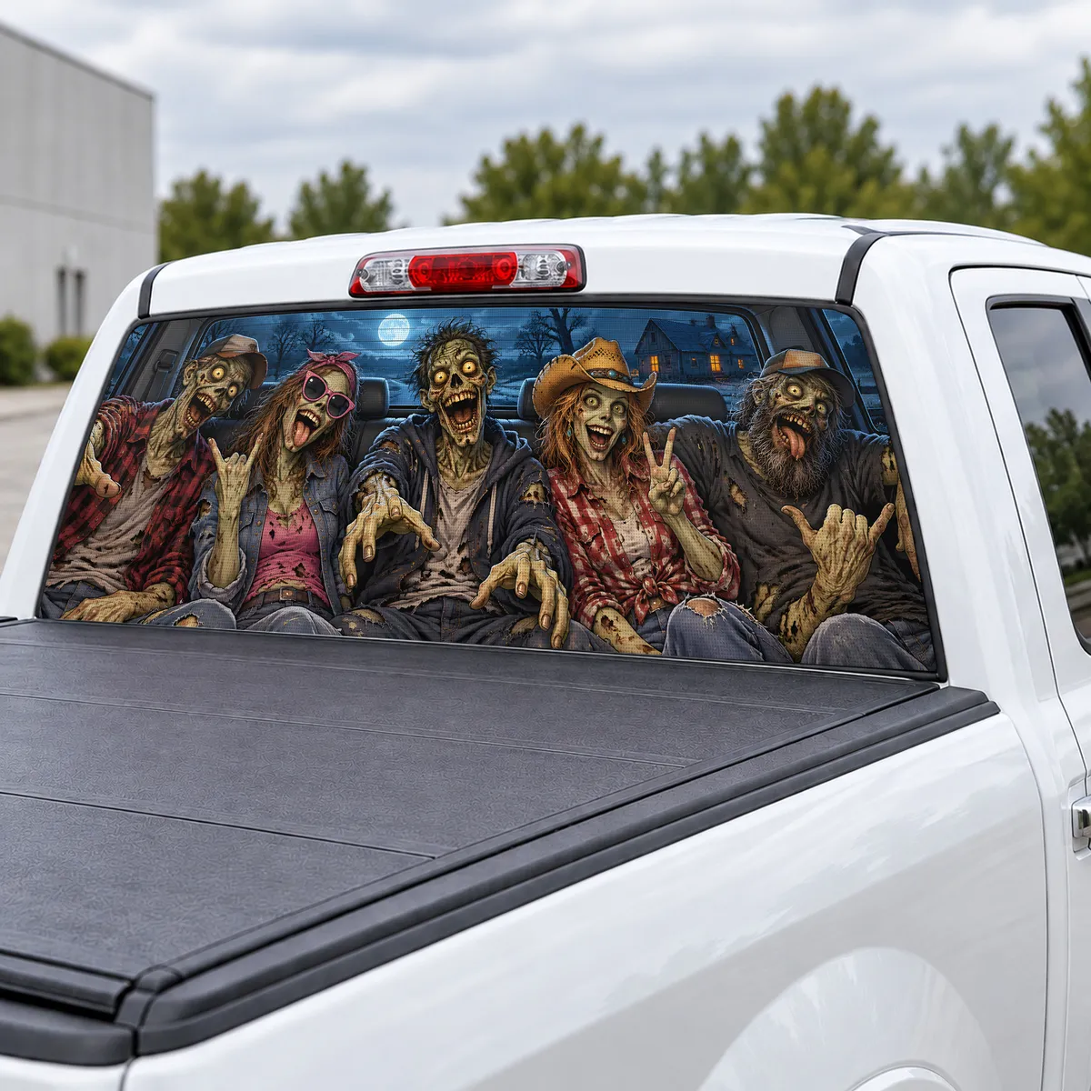 Zombie Backseat perforated rear window decal for Trucks, view 3 of 4