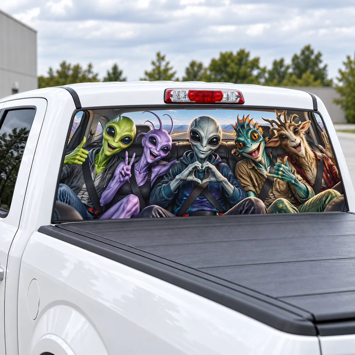Alien Passengers perforated rear window decal for Trucks, view 2 of 4
