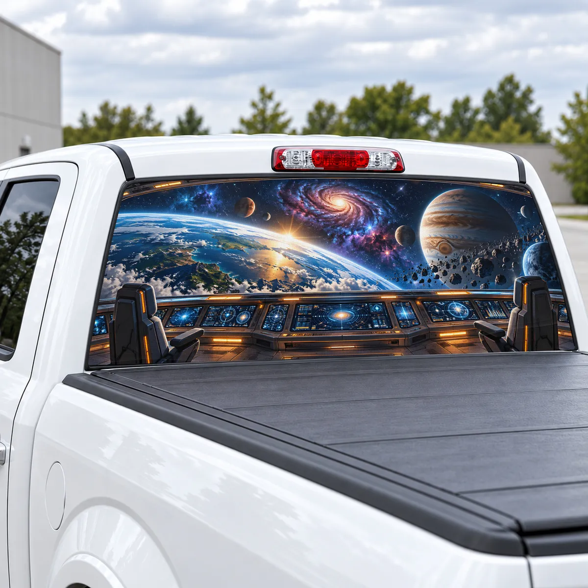 Space Window perforated rear window decal for Trucks, view 2 of 4