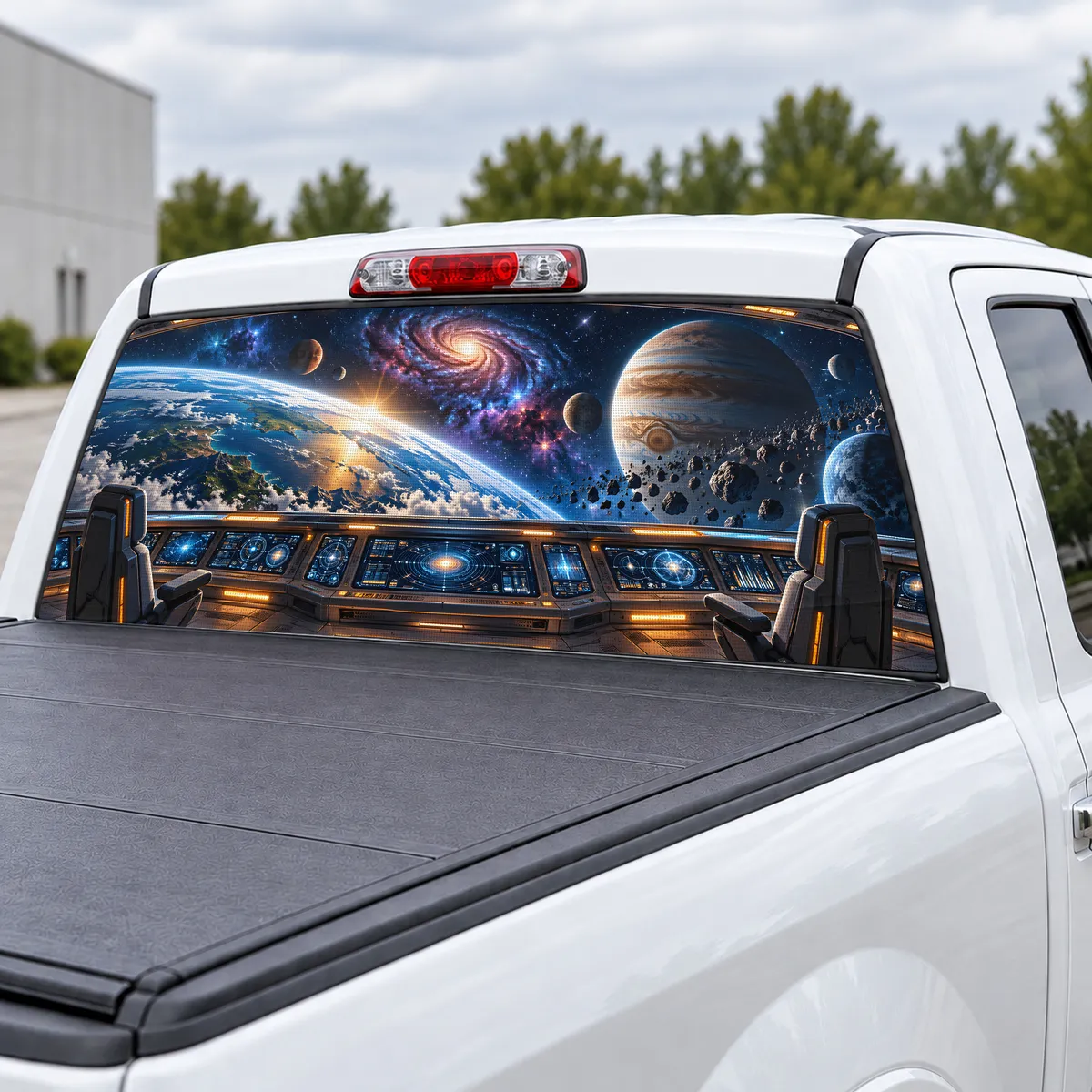 Space Window perforated rear window decal for Trucks, view 3 of 4