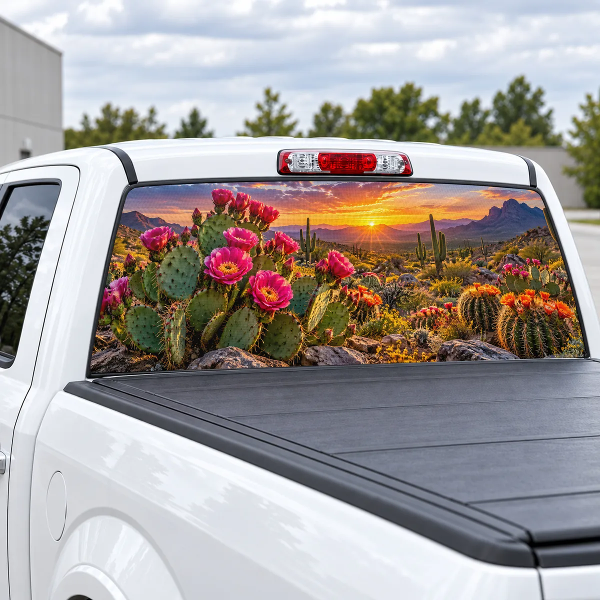 Desert Bloom perforated rear window decal for Trucks, view 2 of 4