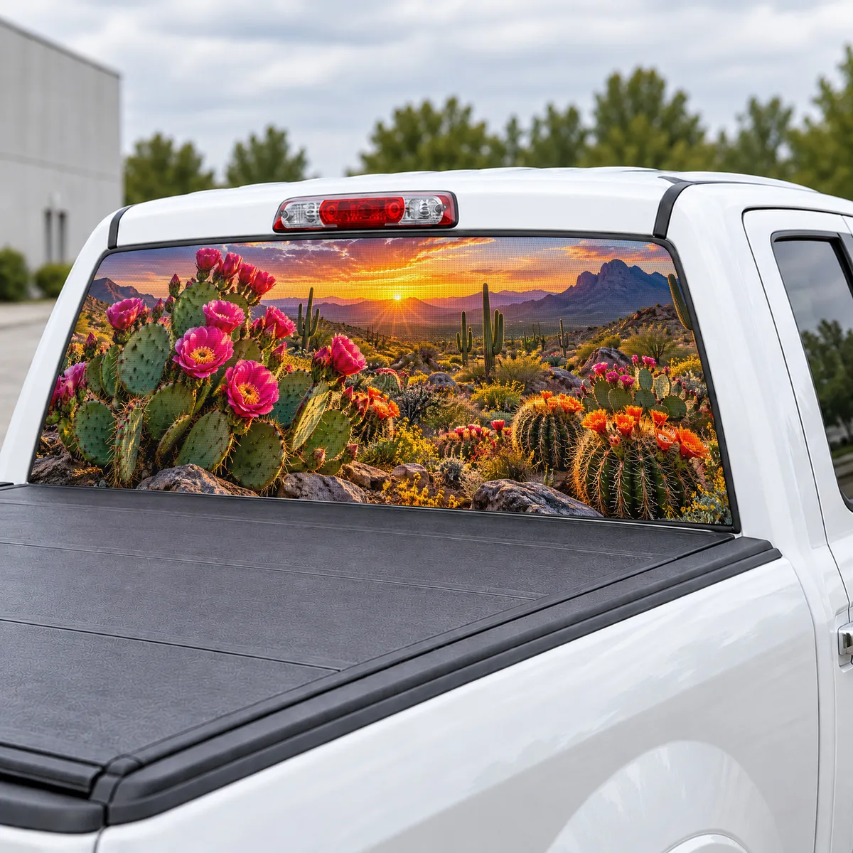 Desert Bloom perforated rear window decal for Trucks, view 3 of 4