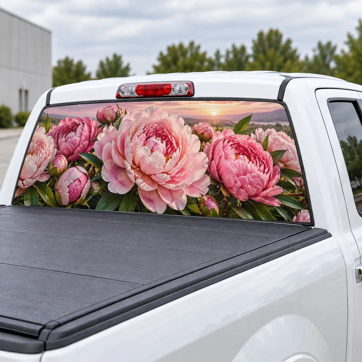 Peony Blush perforated rear window decal for Trucks, view 3 of 4