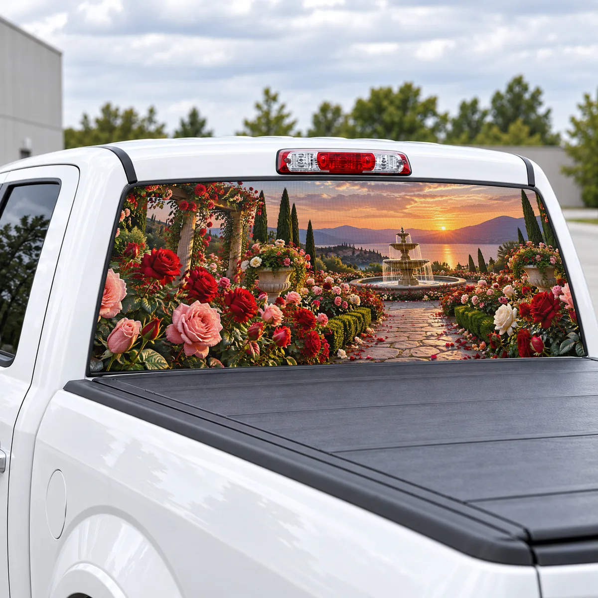 Rose Garden perforated rear window decal for Trucks, view 2 of 4