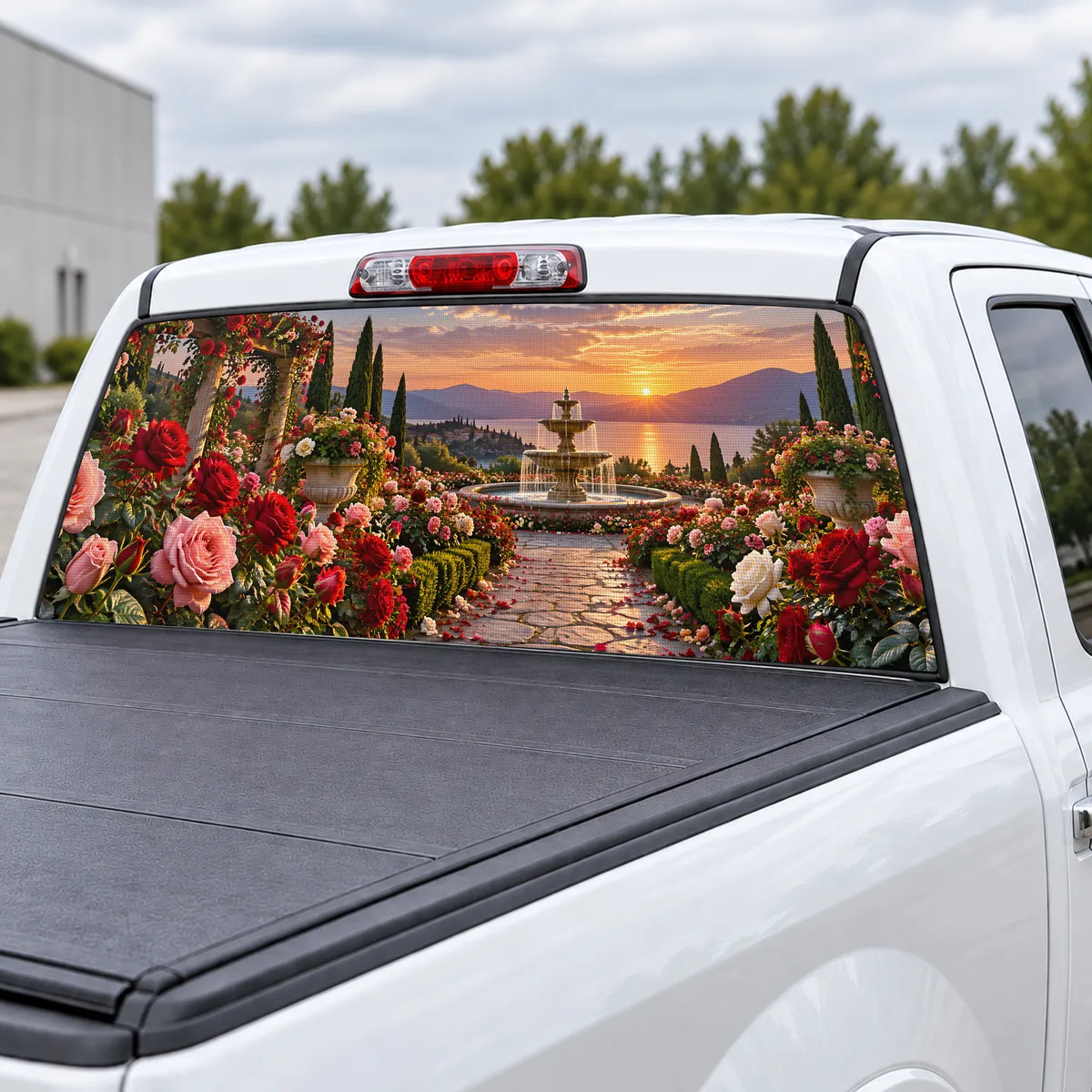 Rose Garden perforated rear window decal for Trucks, view 3 of 4