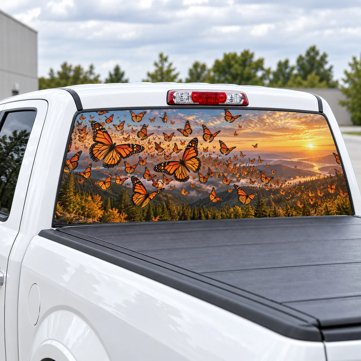 Monarch Migration perforated rear window decal for Trucks, view 2 of 4