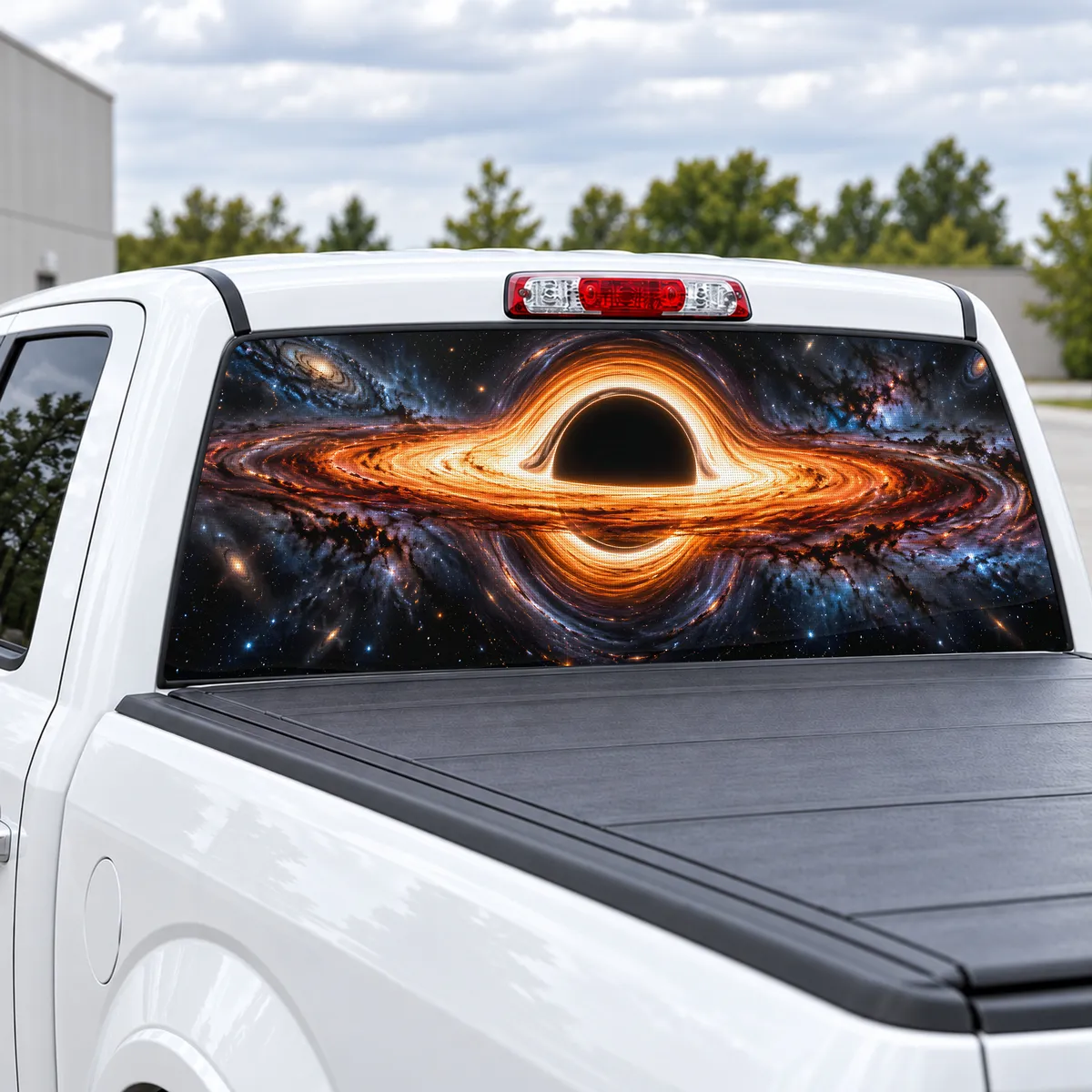 Black Hole perforated rear window decal for Trucks, view 2 of 4
