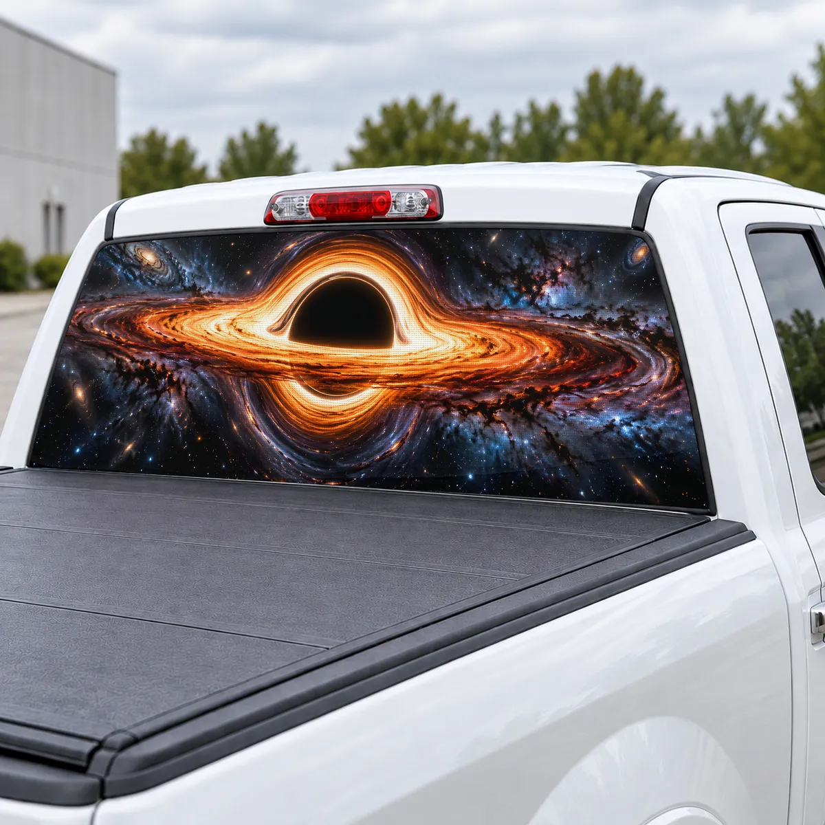 Black Hole perforated rear window decal for Trucks, view 3 of 4