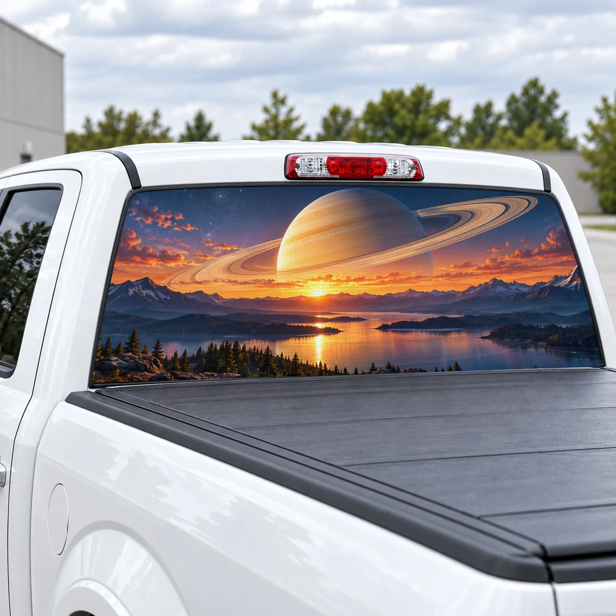 Saturn Rise perforated rear window decal for Trucks, view 2 of 4