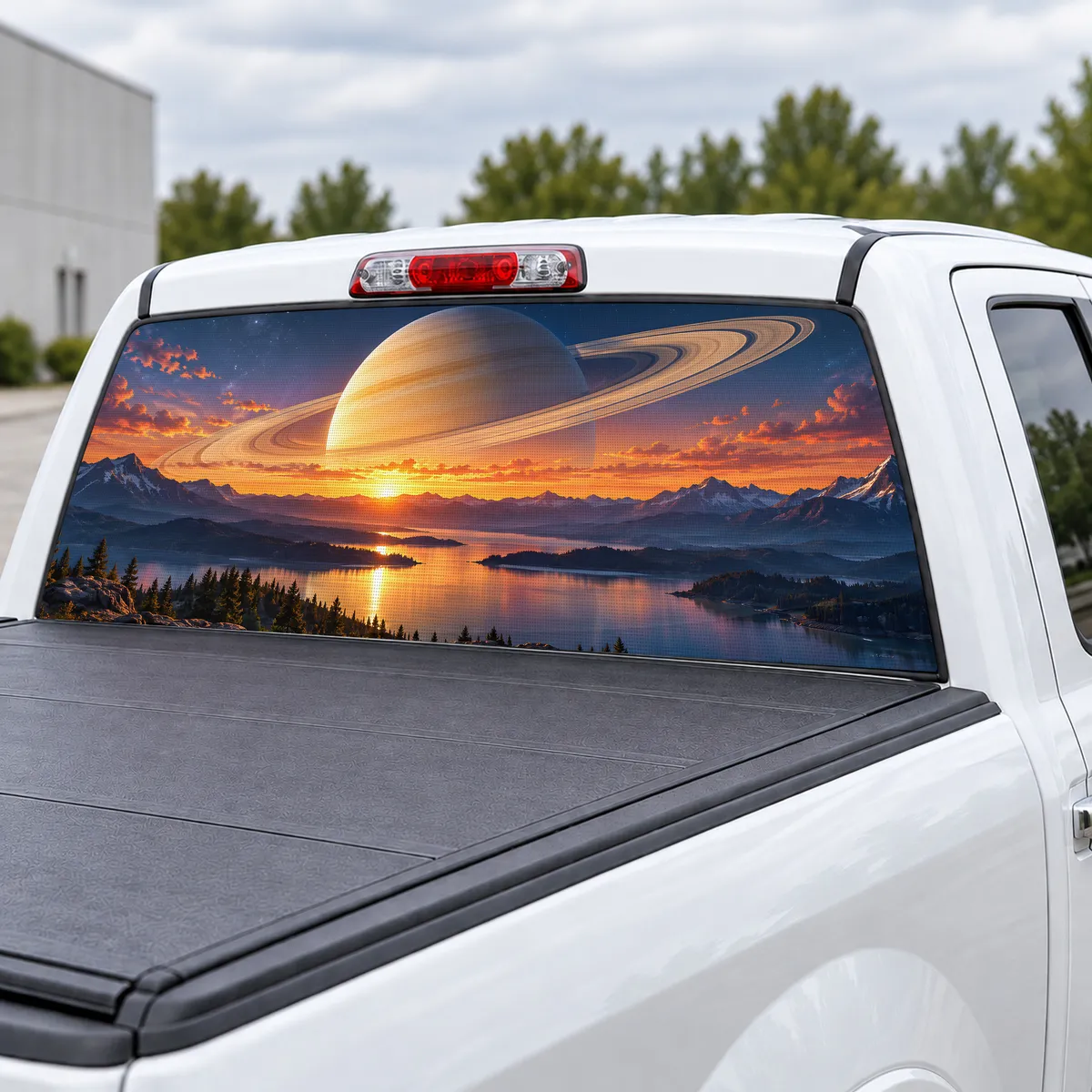 Saturn Rise perforated rear window decal for Trucks, view 3 of 4