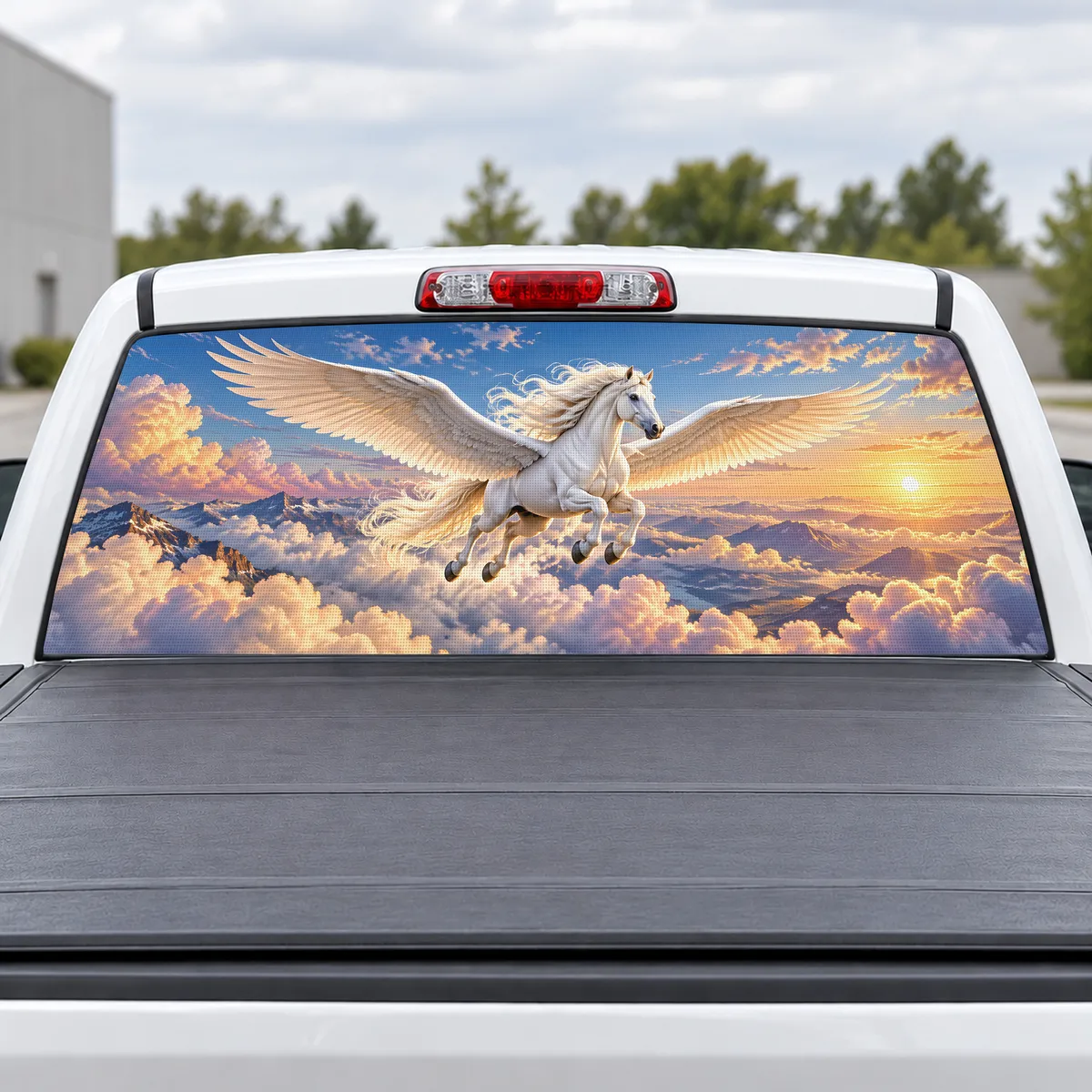 Pegasus Sky perforated rear window decal for Trucks