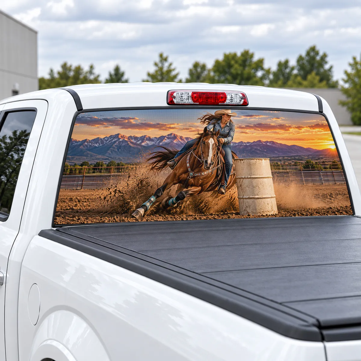Barrel Racer perforated rear window decal for Trucks, view 2 of 4