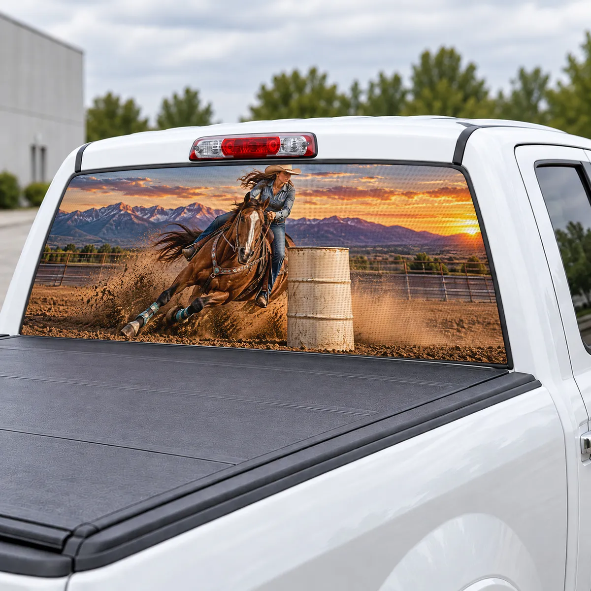 Barrel Racer perforated rear window decal for Trucks, view 3 of 4