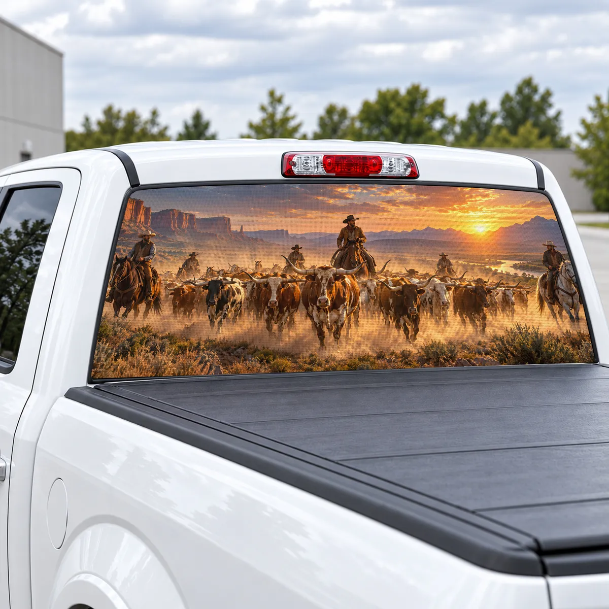 Cattle Drive perforated rear window decal for Trucks, view 2 of 4