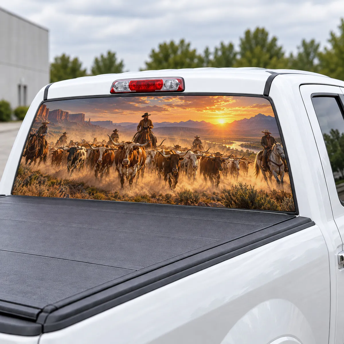 Cattle Drive perforated rear window decal for Trucks, view 3 of 4
