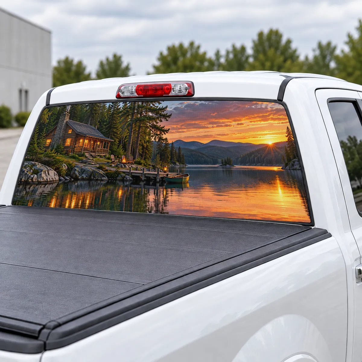 Cabin Lake perforated rear window decal for Trucks, view 3 of 4