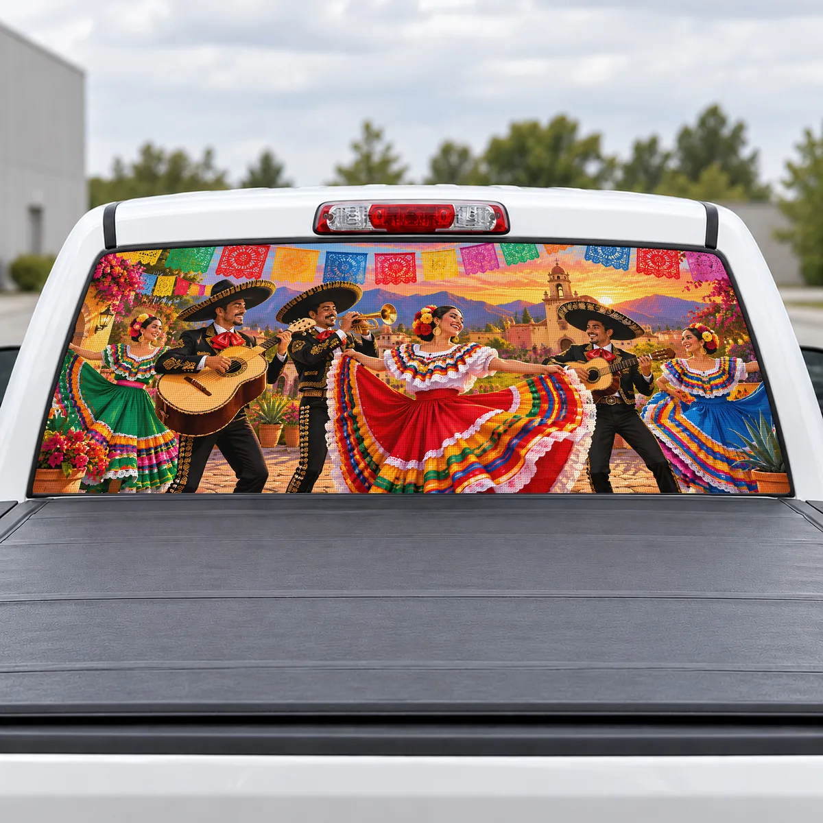Cinco de Mayo Fiesta perforated rear window decal for Trucks