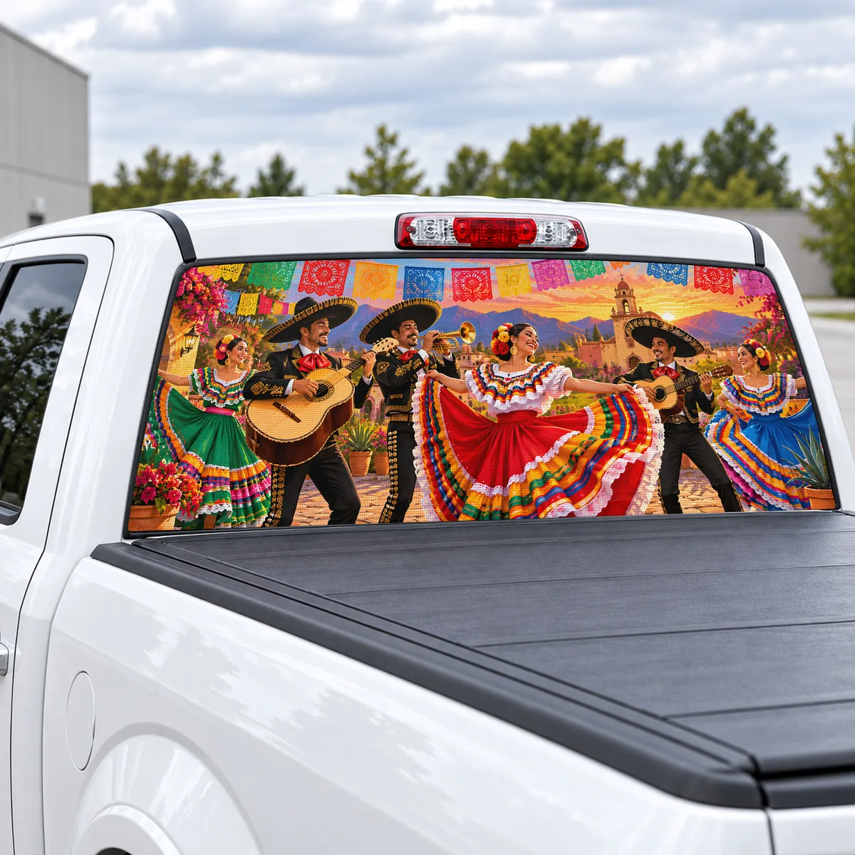 Cinco de Mayo Fiesta perforated rear window decal for Trucks, view 2 of 4