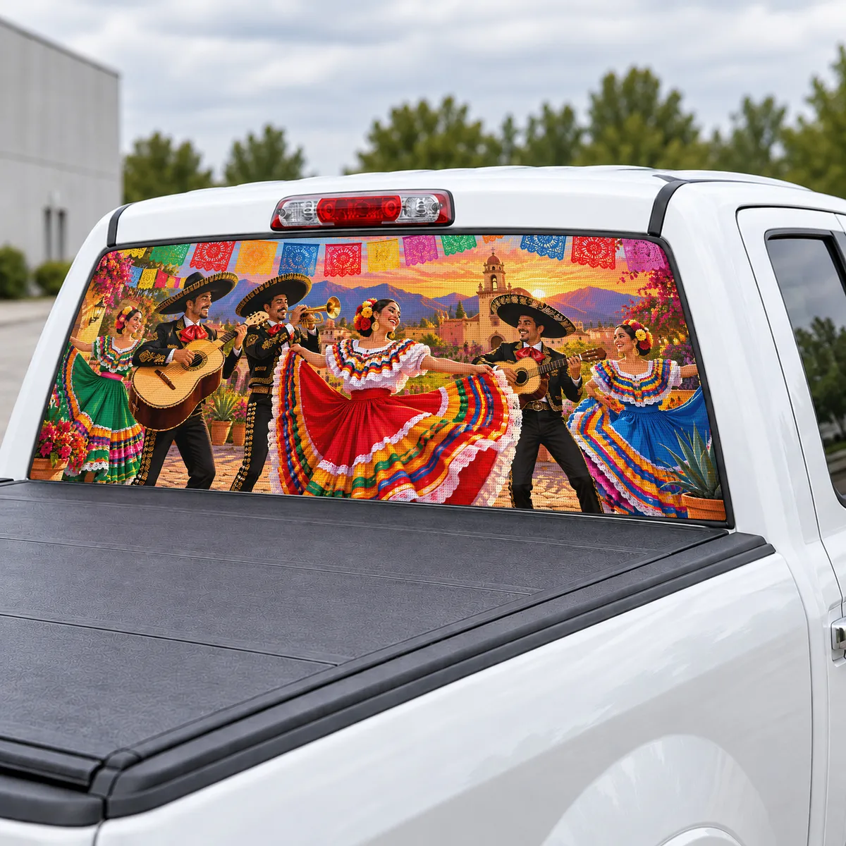 Cinco de Mayo Fiesta perforated rear window decal for Trucks, view 3 of 4