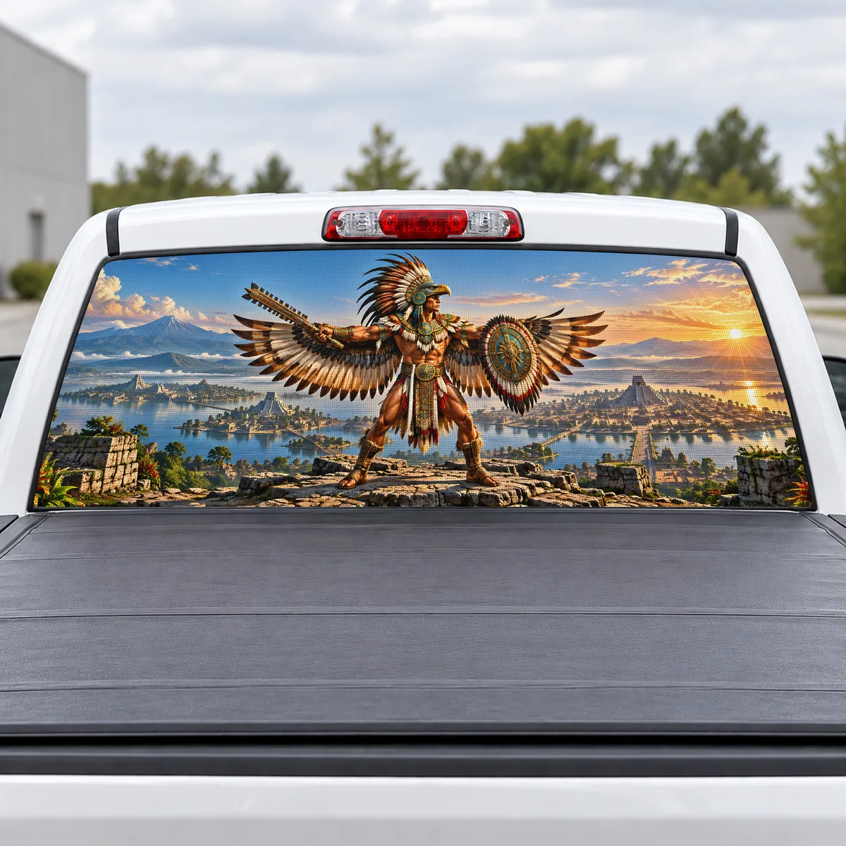 Eagle Knight perforated rear window decal for Trucks
