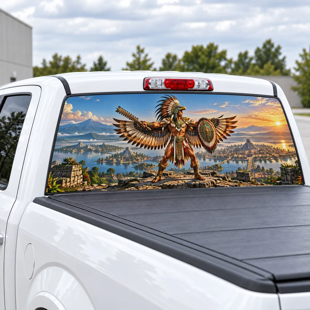 Eagle Knight perforated rear window decal for Trucks, view 2 of 4