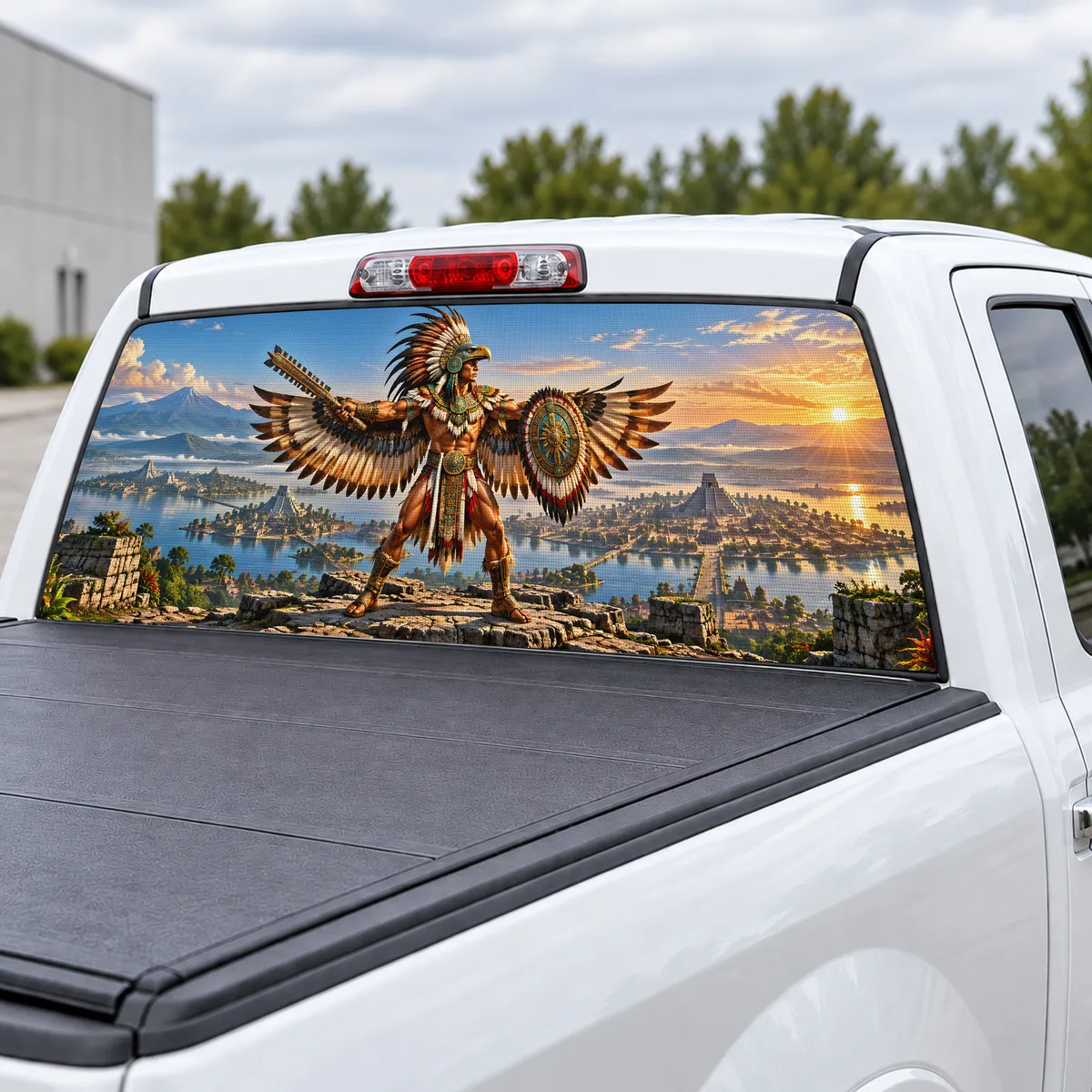 Eagle Knight perforated rear window decal for Trucks, view 3 of 4