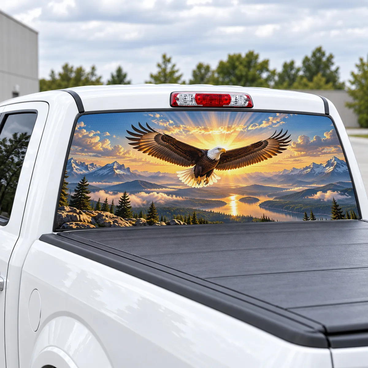 Under His Wings perforated rear window decal for Trucks, view 2 of 4