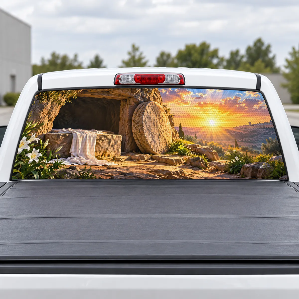 Empty Tomb perforated rear window decal for Trucks