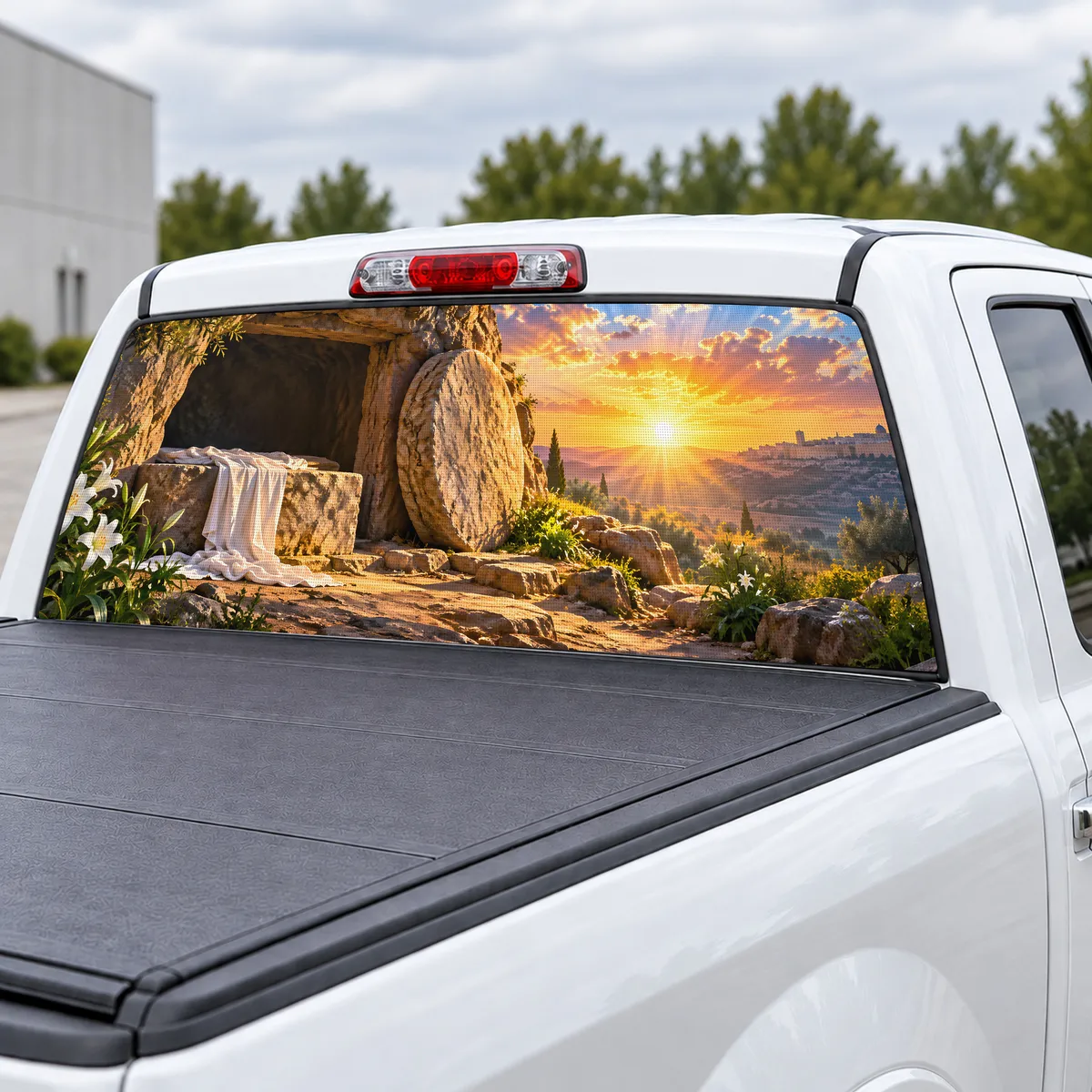 Empty Tomb perforated rear window decal for Trucks, view 3 of 4