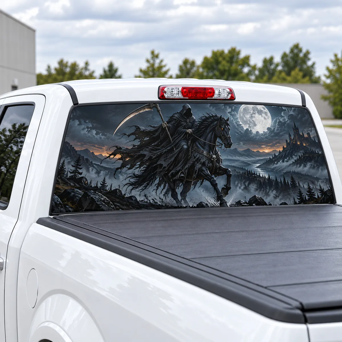 Reaper Rider perforated rear window decal for Trucks, view 2 of 4