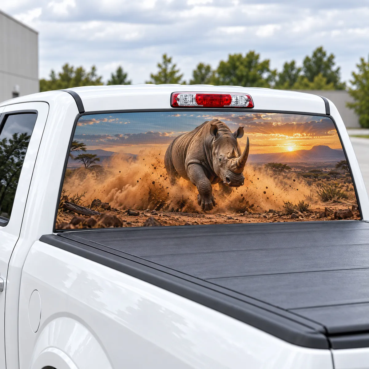 Rhino Charge perforated rear window decal for Trucks, view 2 of 4