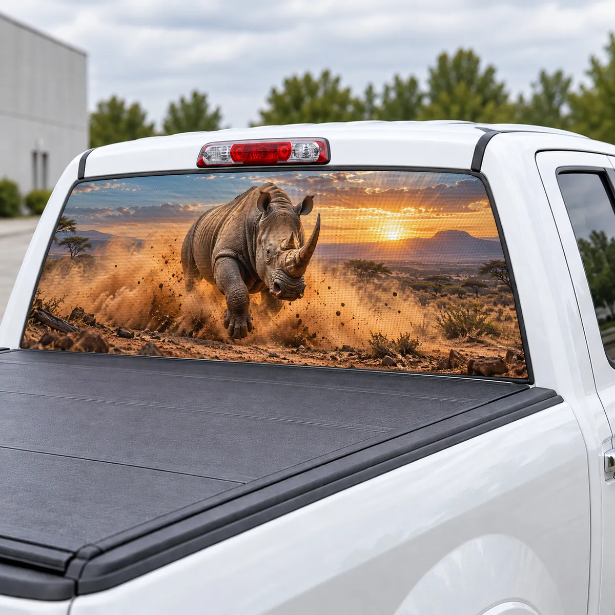 Rhino Charge perforated rear window decal for Trucks, view 3 of 4