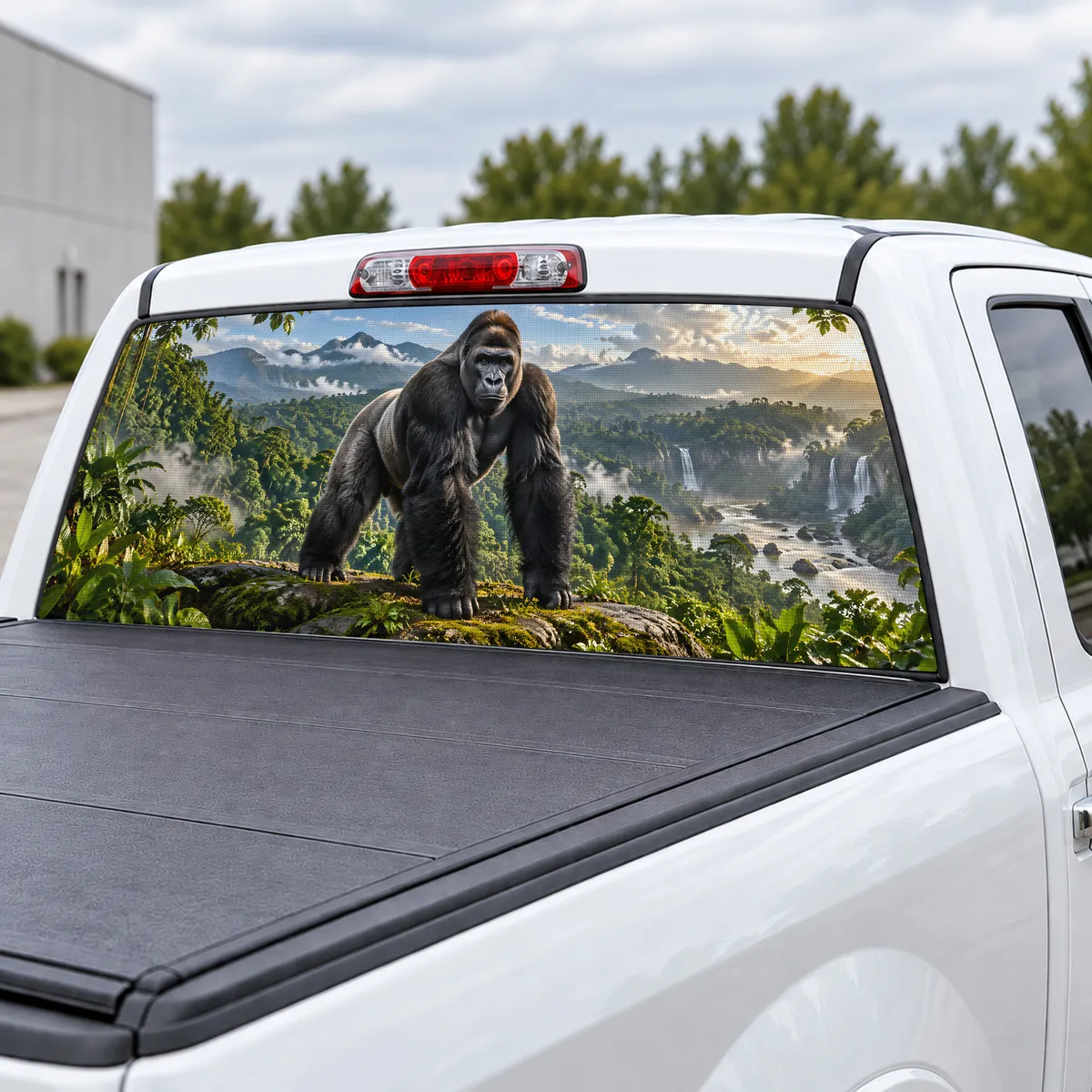 Gorilla Gaze perforated rear window decal for Trucks, view 3 of 4