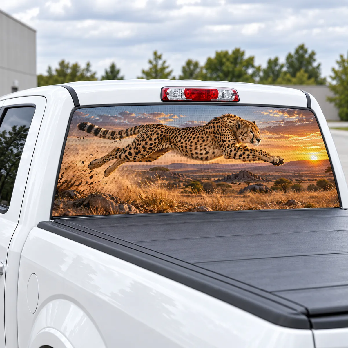 Cheetah Sprint perforated rear window decal for Trucks, view 2 of 4