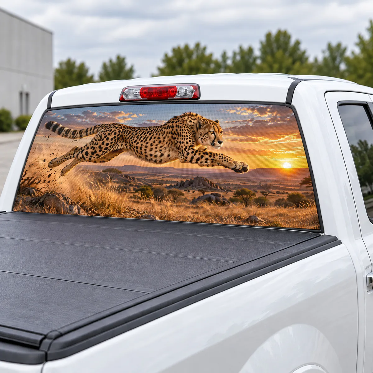 Cheetah Sprint perforated rear window decal for Trucks, view 3 of 4
