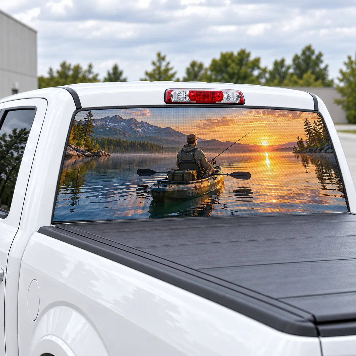 Kayak Angler perforated rear window decal for Trucks, view 2 of 4