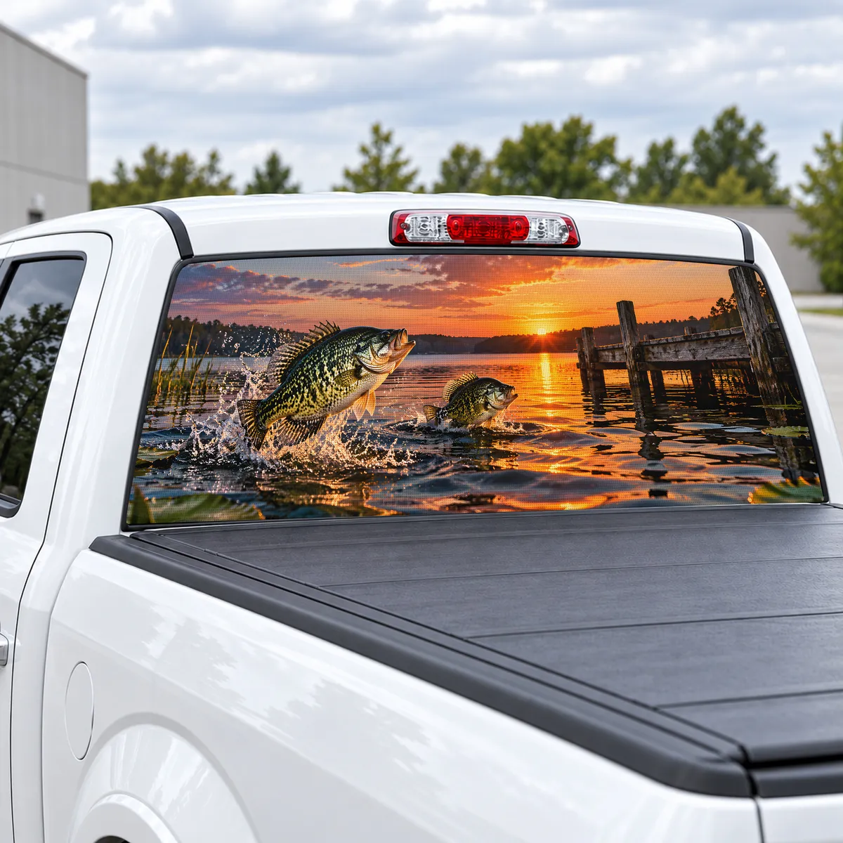 Crappie Dock perforated rear window decal for Trucks, view 2 of 4