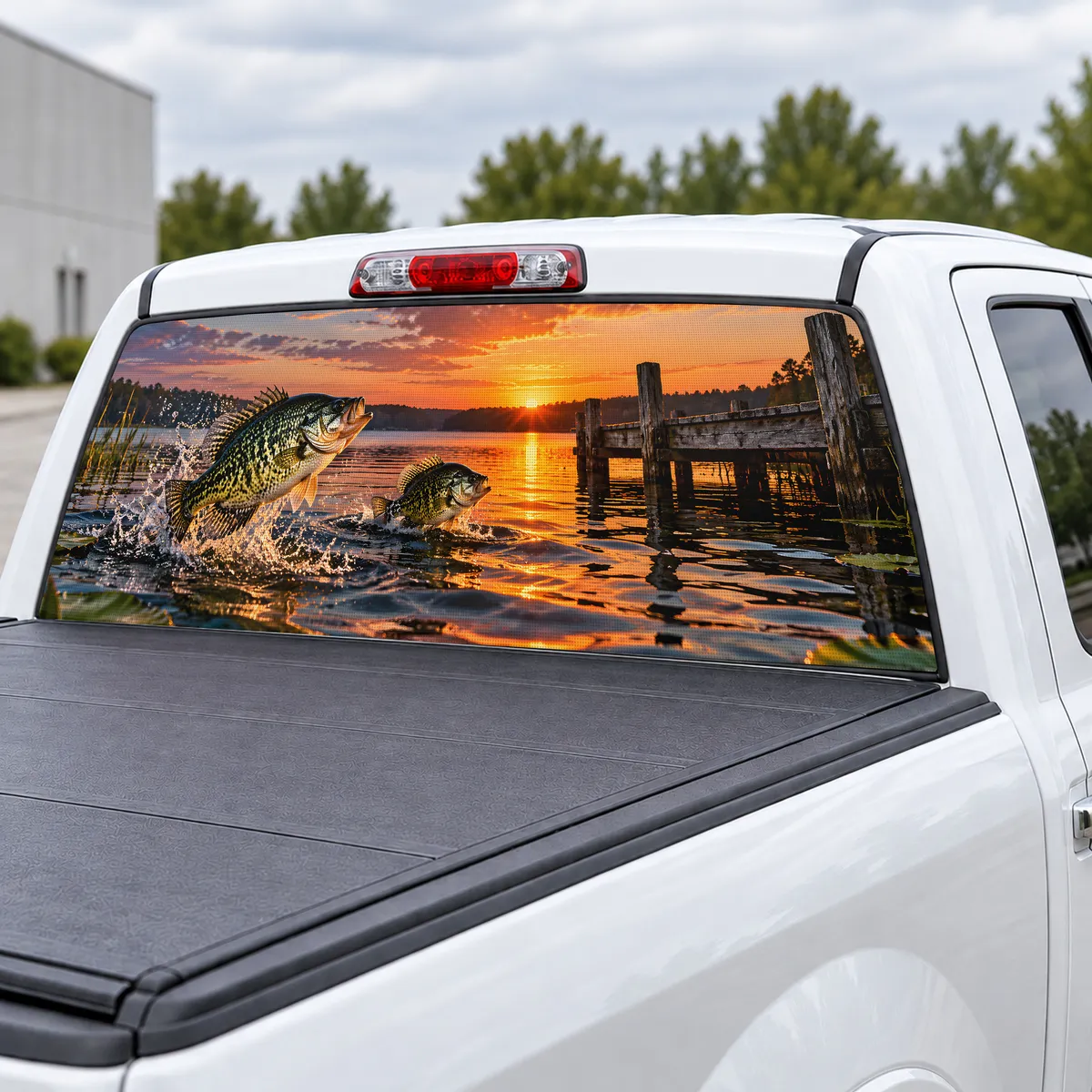 Crappie Dock perforated rear window decal for Trucks, view 3 of 4