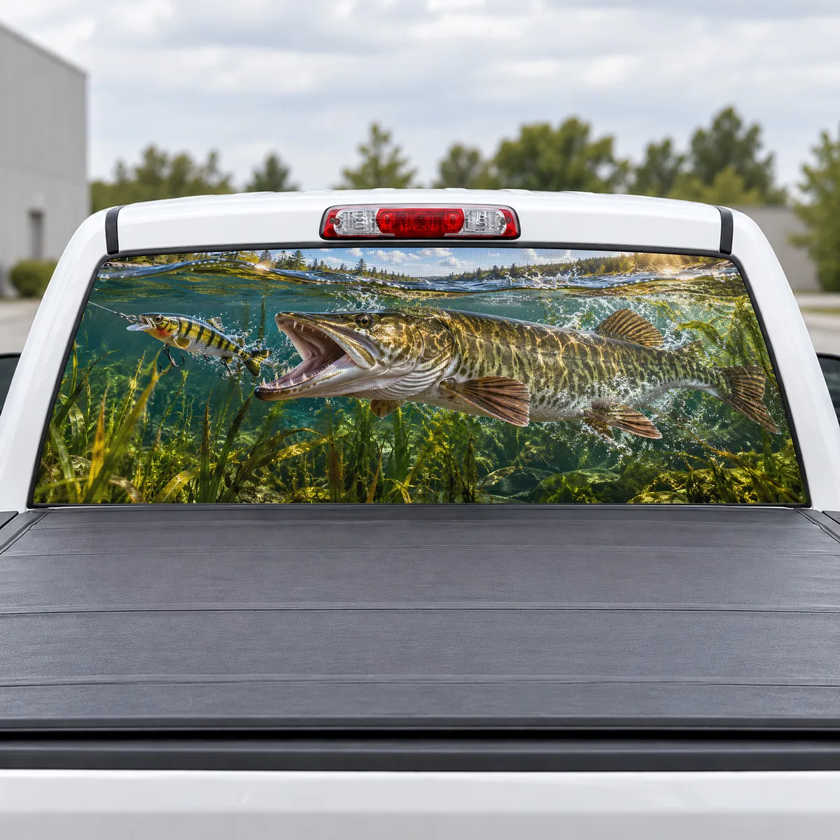 Musky Ambush perforated rear window decal for Trucks