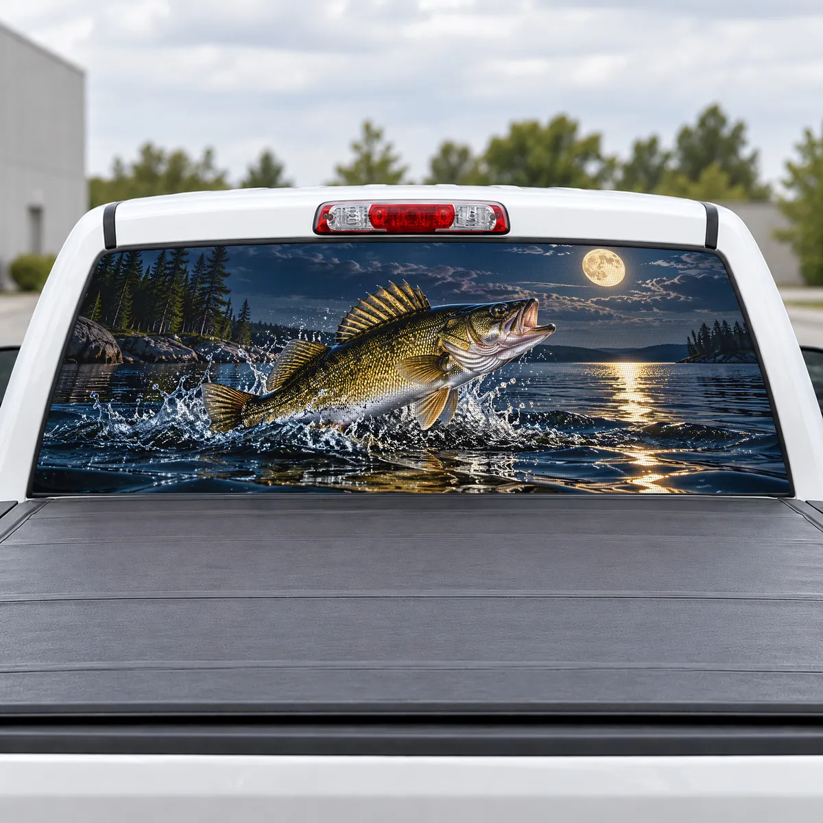 Walleye Night perforated rear window decal for Trucks