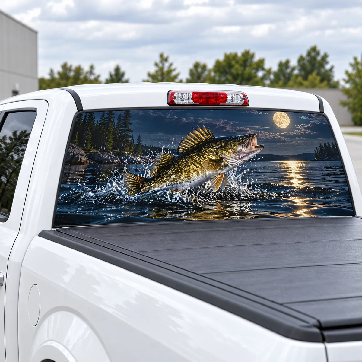 Walleye Night perforated rear window decal for Trucks, view 2 of 4