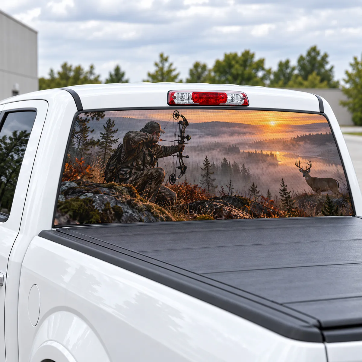 Bowhunter Dawn perforated rear window decal for Trucks, view 2 of 4