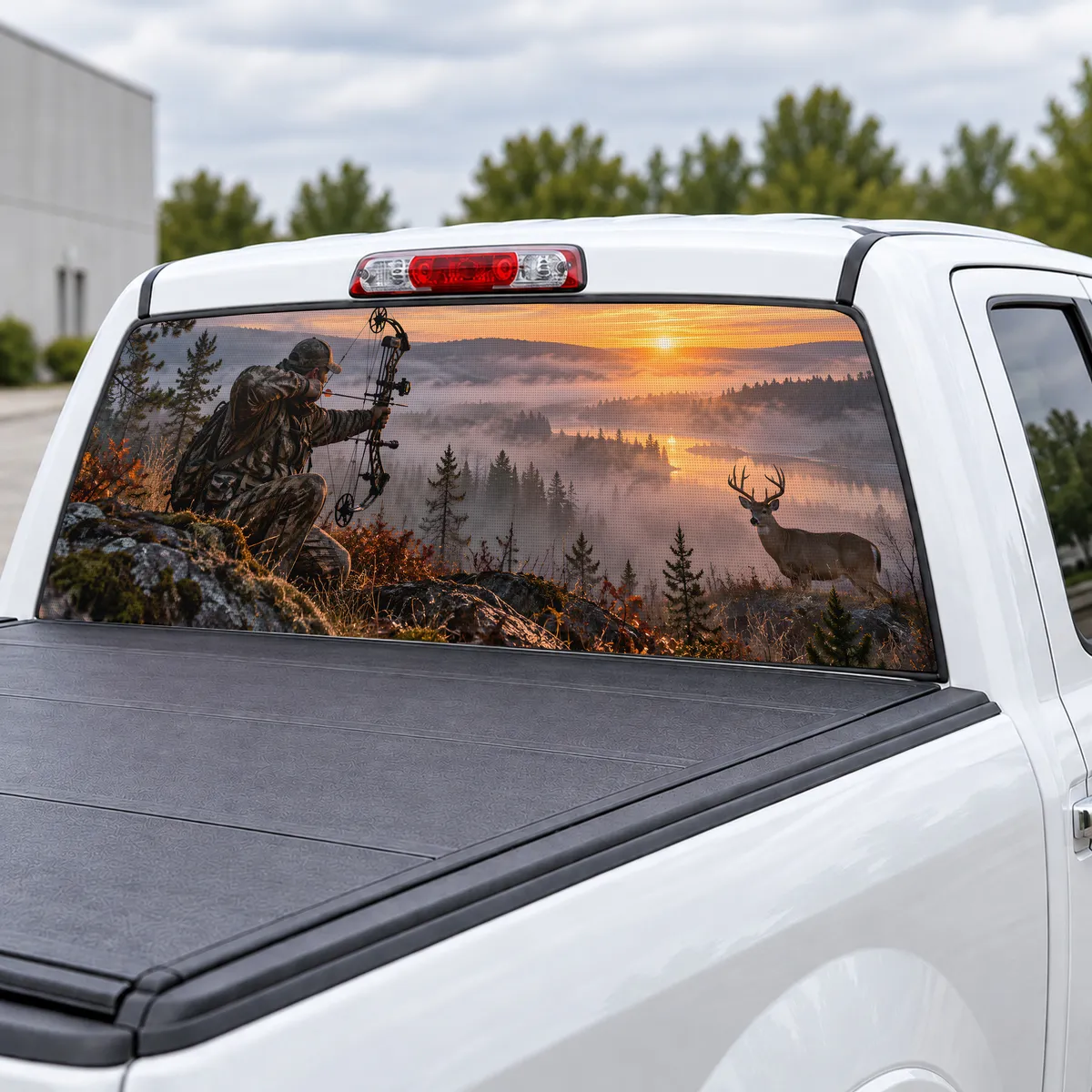 Bowhunter Dawn perforated rear window decal for Trucks, view 3 of 4