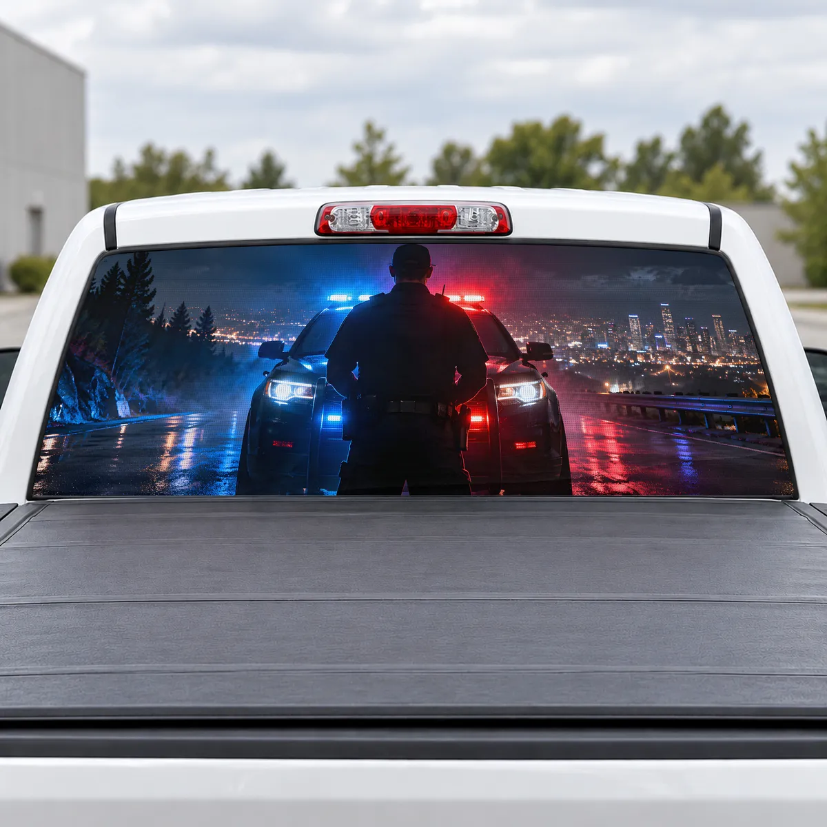 Police Guardian perforated rear window decal for Trucks
