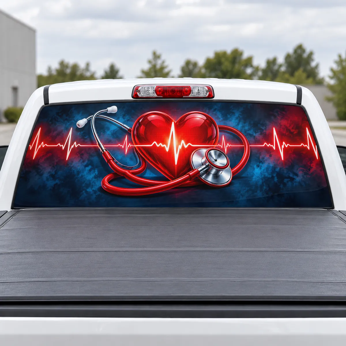 Nurse Heartbeat perforated rear window decal for Trucks