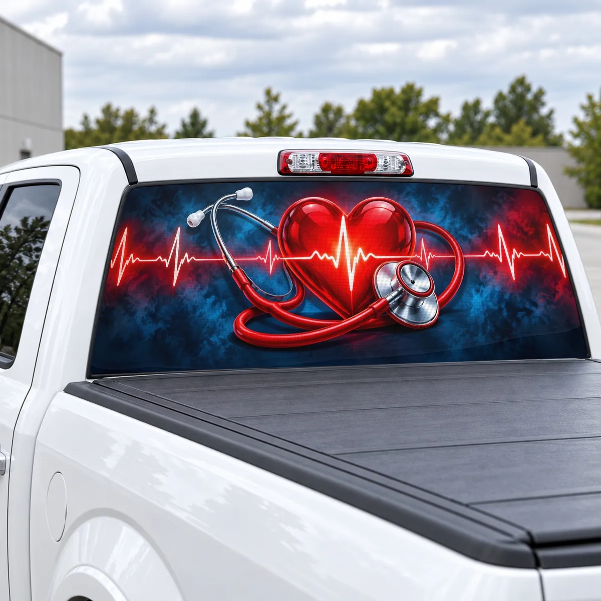 Nurse Heartbeat perforated rear window decal for Trucks, view 2 of 4