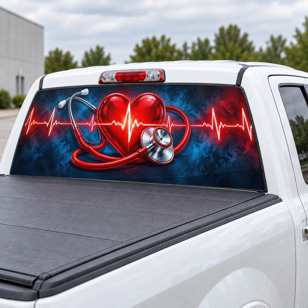 Nurse Heartbeat perforated rear window decal for Trucks, view 3 of 4