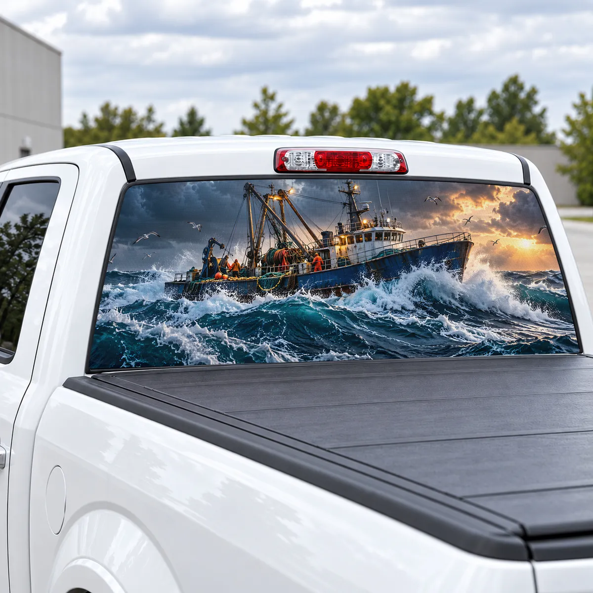 Commercial Fisherman perforated rear window decal for Trucks, view 2 of 4