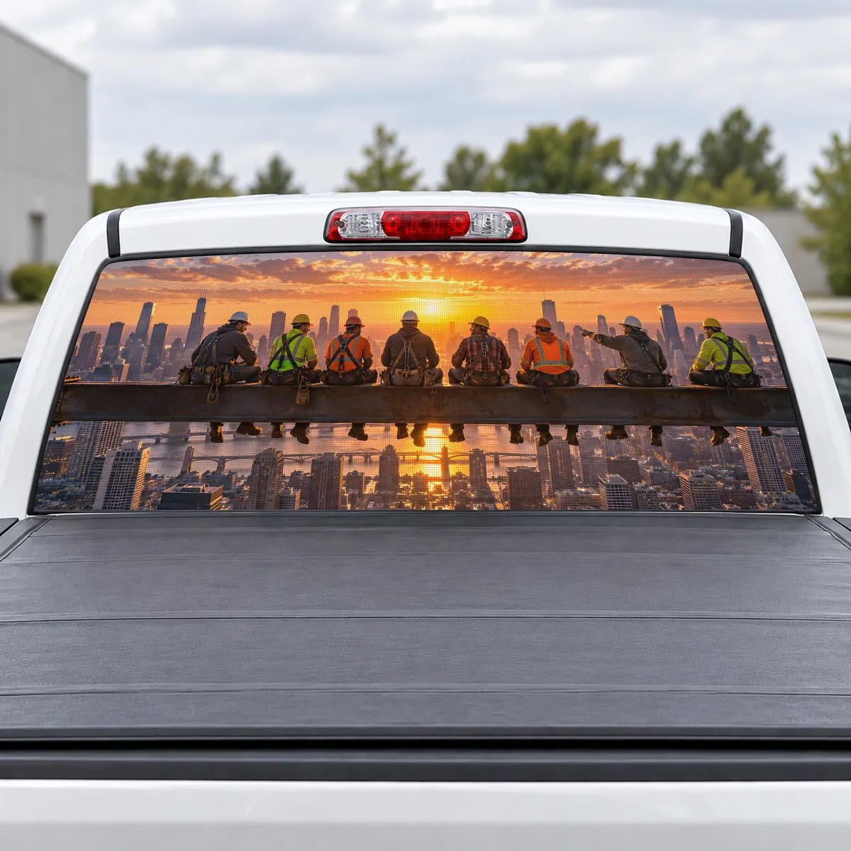 Construction Crew perforated rear window decal for Trucks