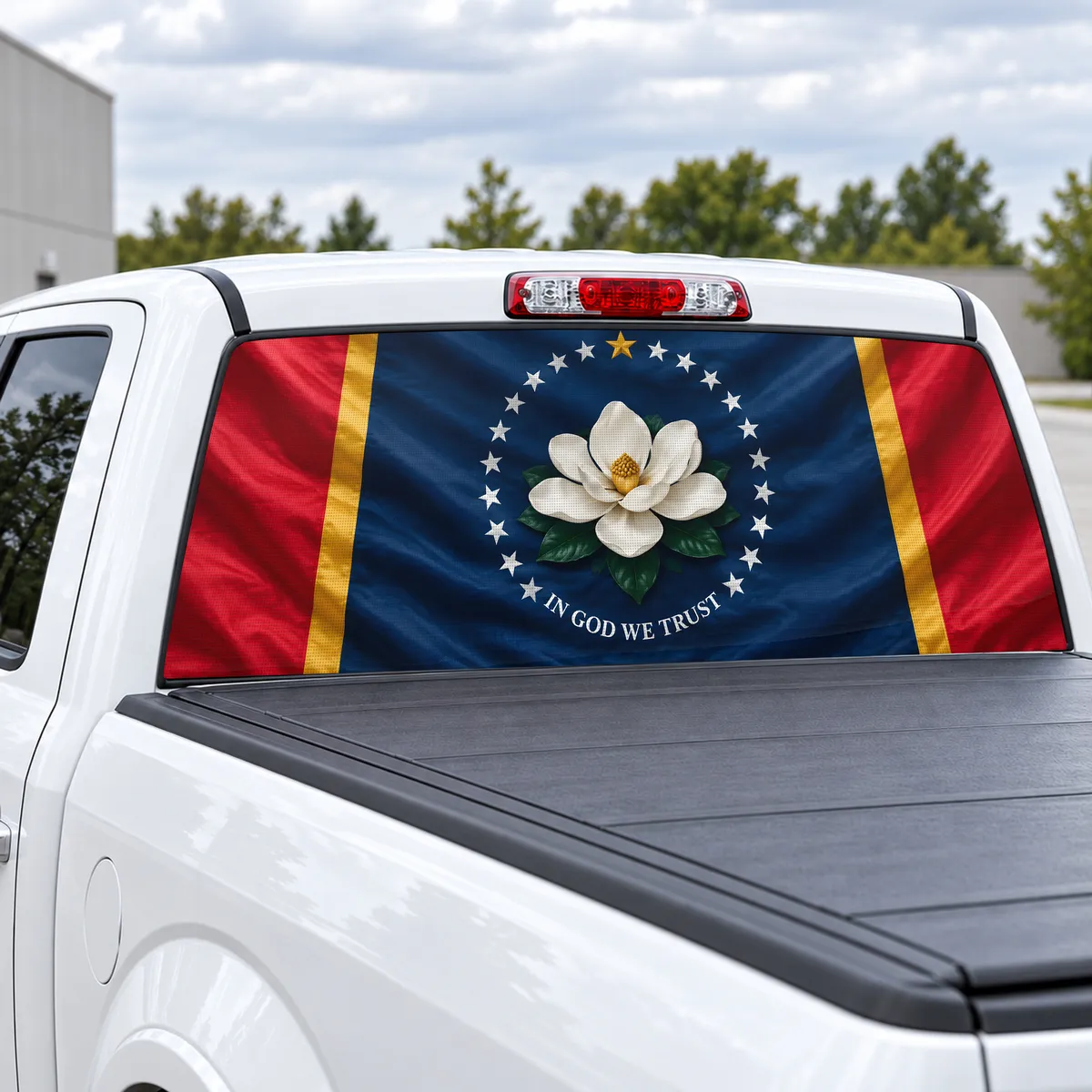 Mississippi Magnolia perforated rear window decal for Trucks, view 2 of 4
